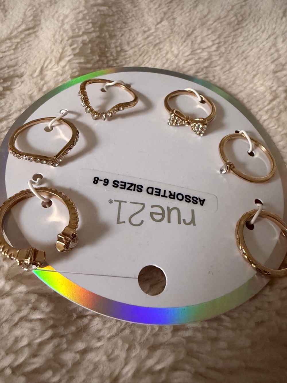 Gold-Tone Rings - 8 Pieces (Assorted Sizes 6-8)